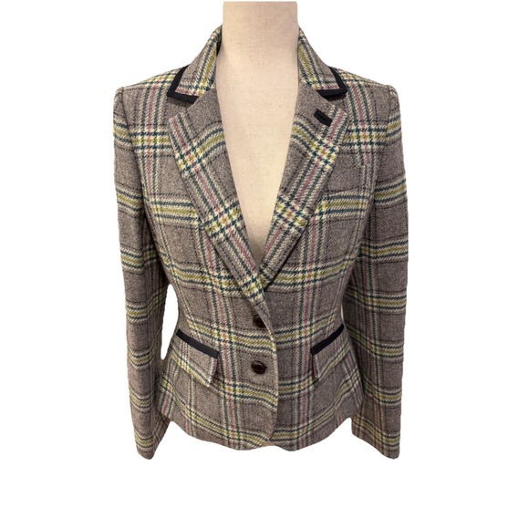 Boden British Tweed By Moon Blazer Women's Plaid Blazer 100% Wool Size 6 - Picture 4 of 9